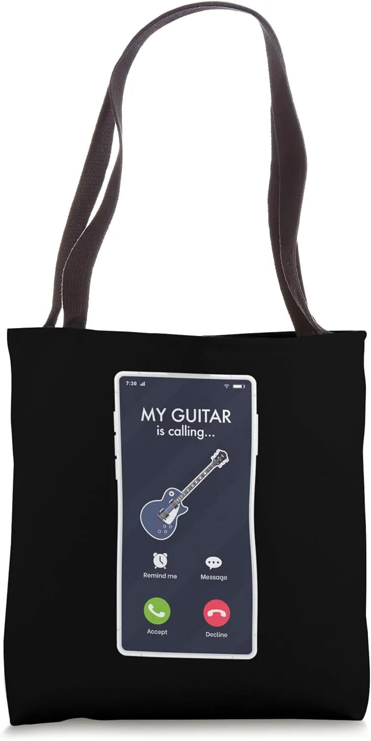 My Guitar Is Calling Accept Or Decline Trendy Aesthetic Tote Bag