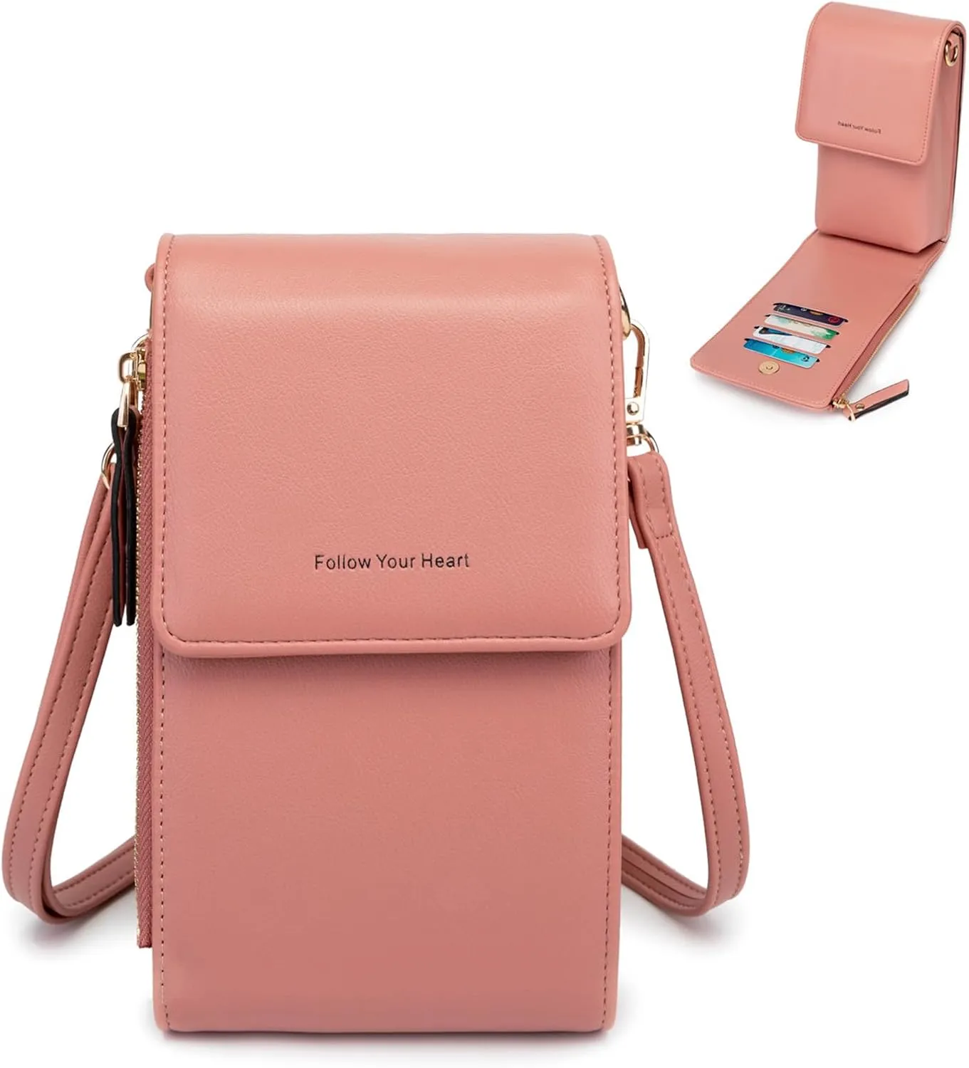 myfrdiay Roomy Pocket Small Crossbody Purse for Women, Flap Mini Shoulder Bag with 4 Credit Slots