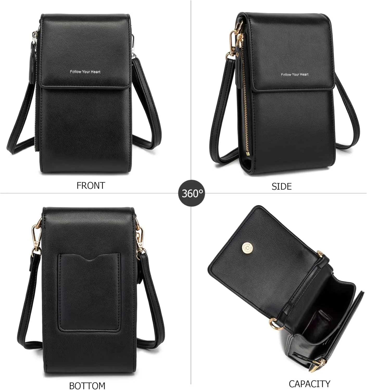 myfrdiay Roomy Pocket Small Crossbody Purse for Women, Flap Mini Shoulder Bag with 4 Credit Slots