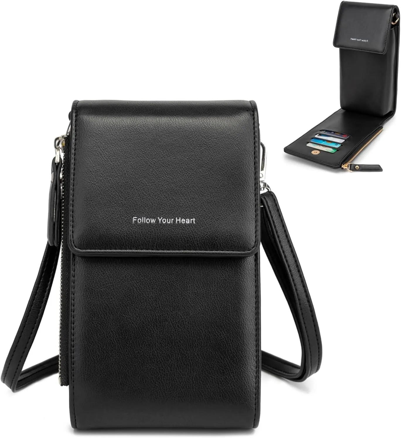 myfrdiay Roomy Pocket Small Crossbody Purse for Women, Flap Mini Shoulder Bag with 4 Credit Slots