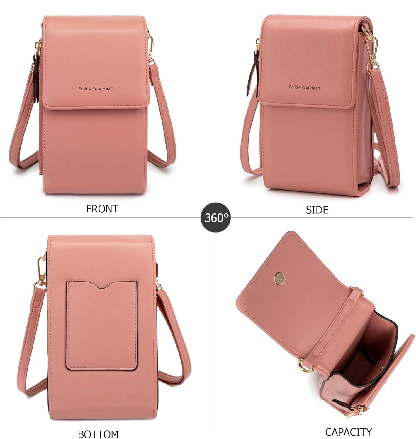 myfrdiay Roomy Pocket Small Crossbody Purse for Women, Flap Mini Shoulder Bag with 4 Credit Slots