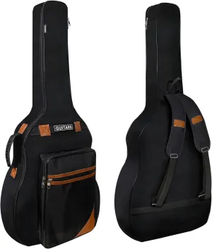 NAGAN Acoustic Guitar Bag 0.5-inch Extra Thick Padding, 40 41 42 inch Gig Bag with Dual Adjustable Straps Back Hanger Loop, Oxford Guitar Case with Neck Magic Tape, Water-resistant (Black & Brown)