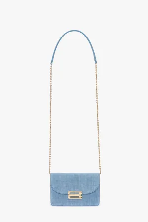 Nano Dorian Bag With Chain In Light Blue Chambray Effect Suede
