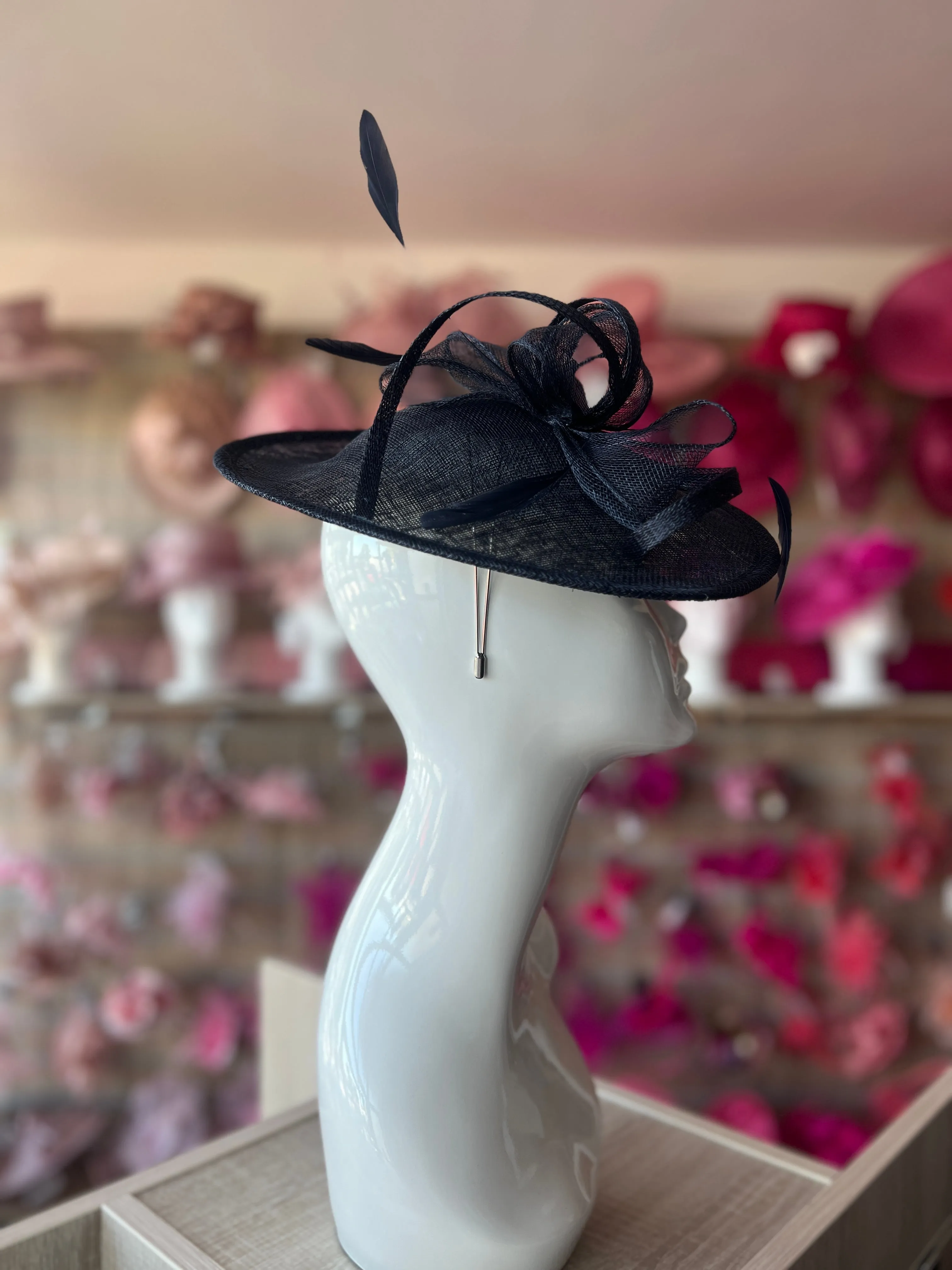 Navy Teardrop Disc Fascinator