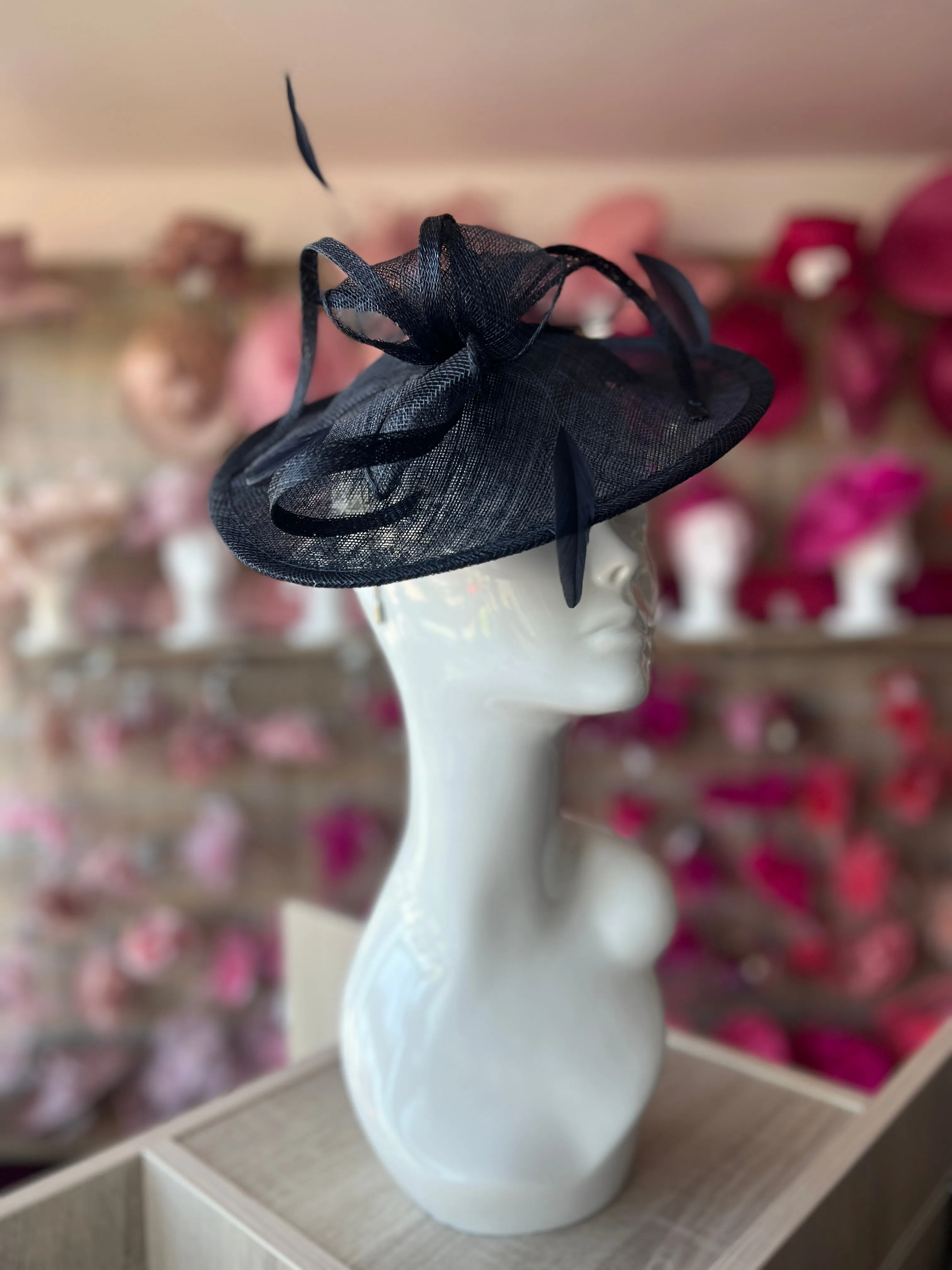 Navy Teardrop Disc Fascinator