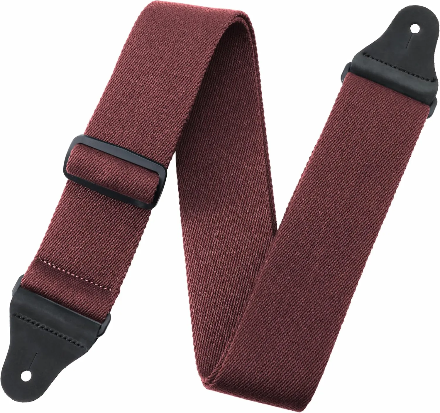 Nefelibata Guitar Strap,2.3" Full Grain Leather End Solid Color Cotton Guitar Straps for Bass,Electric&Acoustic,Come with Gasket and Headstock Rope(Coffee Brown)