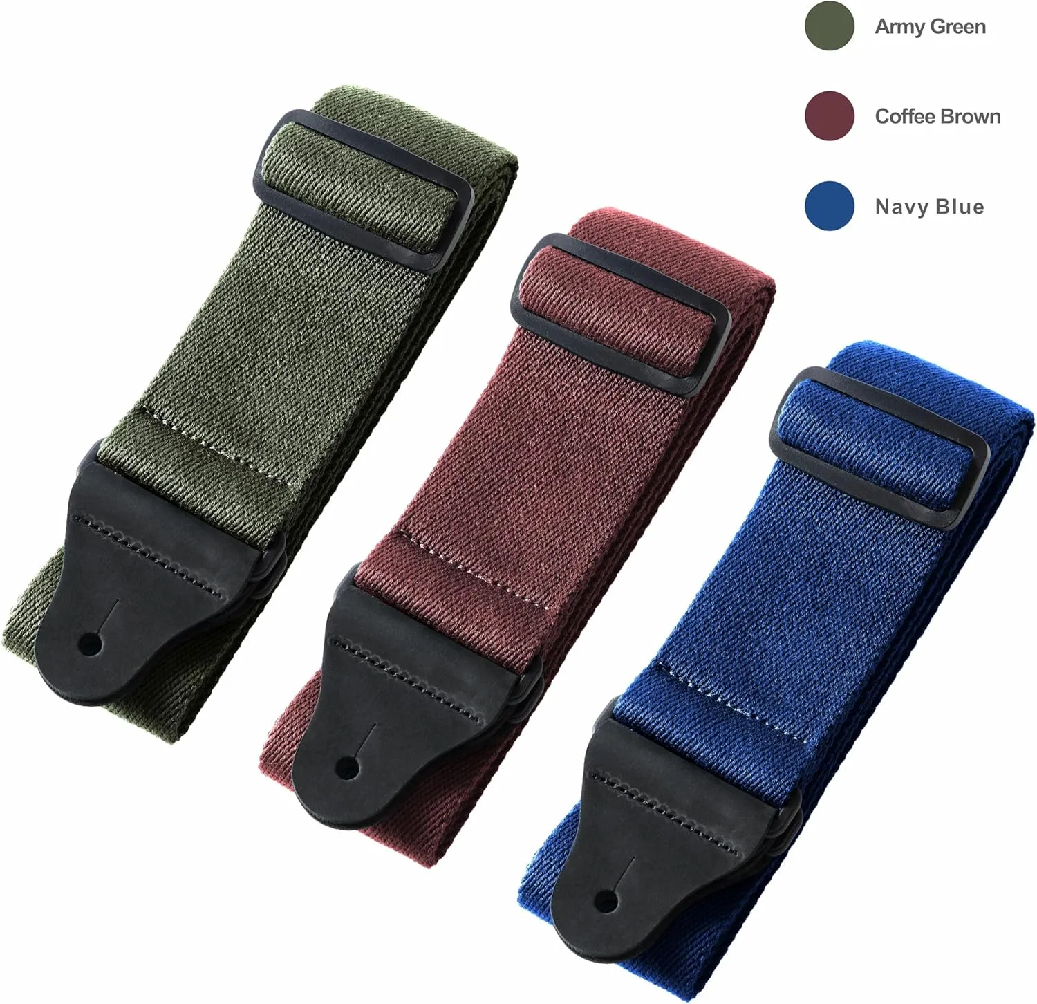 Nefelibata Guitar Strap,2.3" Full Grain Leather End Solid Color Cotton Guitar Straps for Bass,Electric&Acoustic,Come with Gasket and Headstock Rope(Coffee Brown)