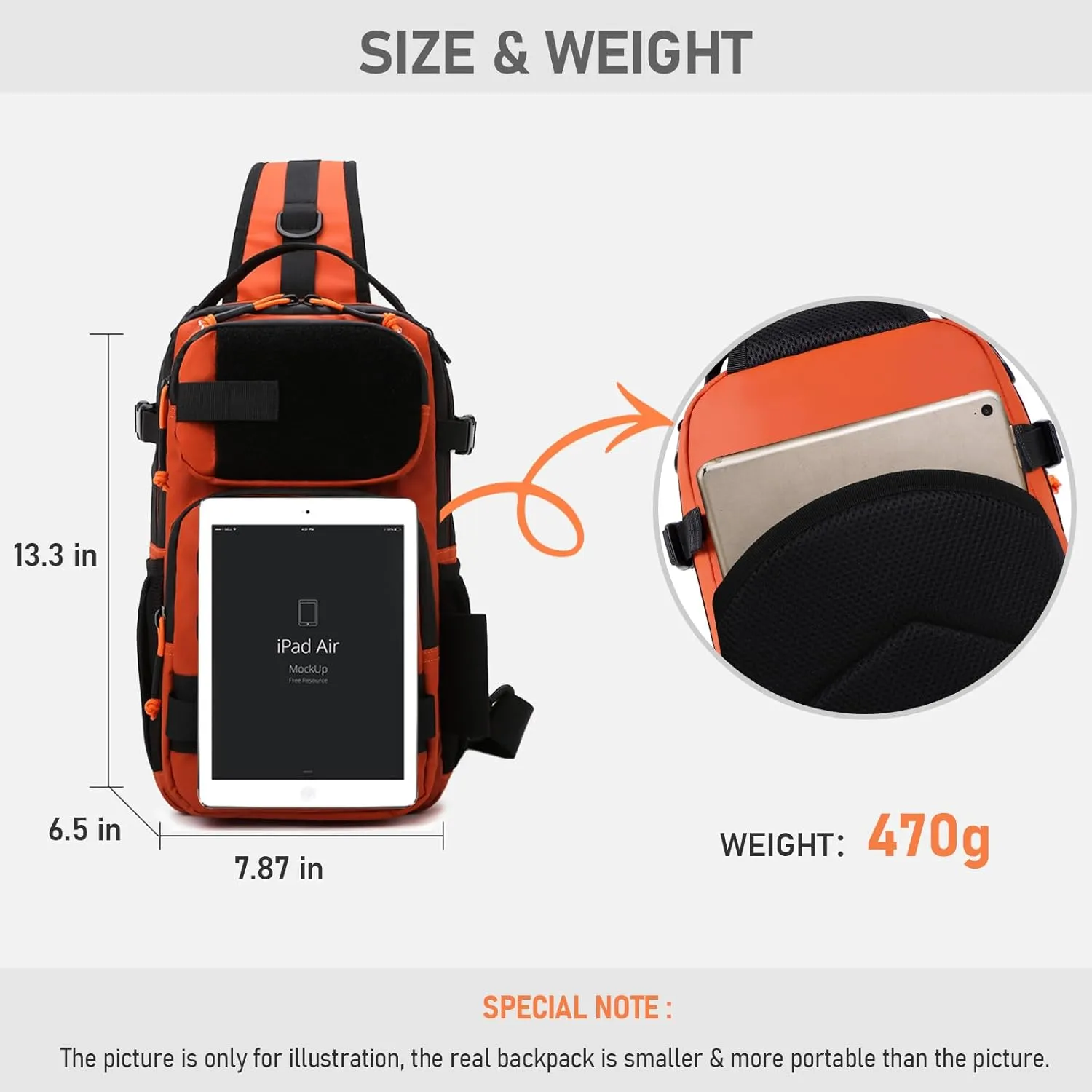 NEW VIEW Fishing Sling Bag, Waterproof Tackle Bag with Rod Holder, Fishing Shoulder Pack Fits Tackle Boxes & Gear, Fly Fishing Bags for Men (Orange)