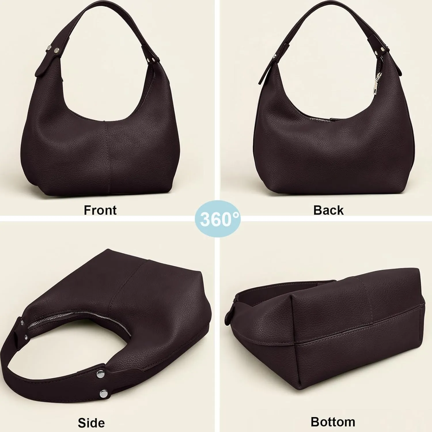 NIUEIMEE ZHOU Hobo Handbags for Women Retro Vegan Leather Clutch Purse Tote Shoulder Bags