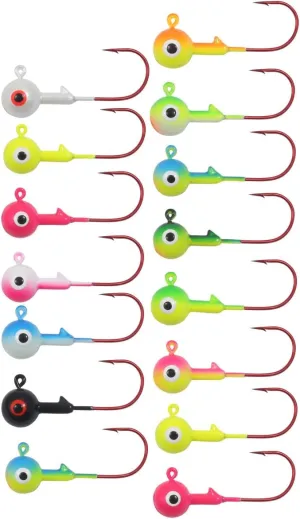Northland Tackle Gum-Ball Fishing Jig Heads for Walleye, Bass, Trout, Crappie, & Panfish – 22 Lure Colors, Bulk Packs, 8 Sizes (1/64, 1/32, 1/16, 1/8, 3/16, 1/4, 3/8, & 1/2 Oz)