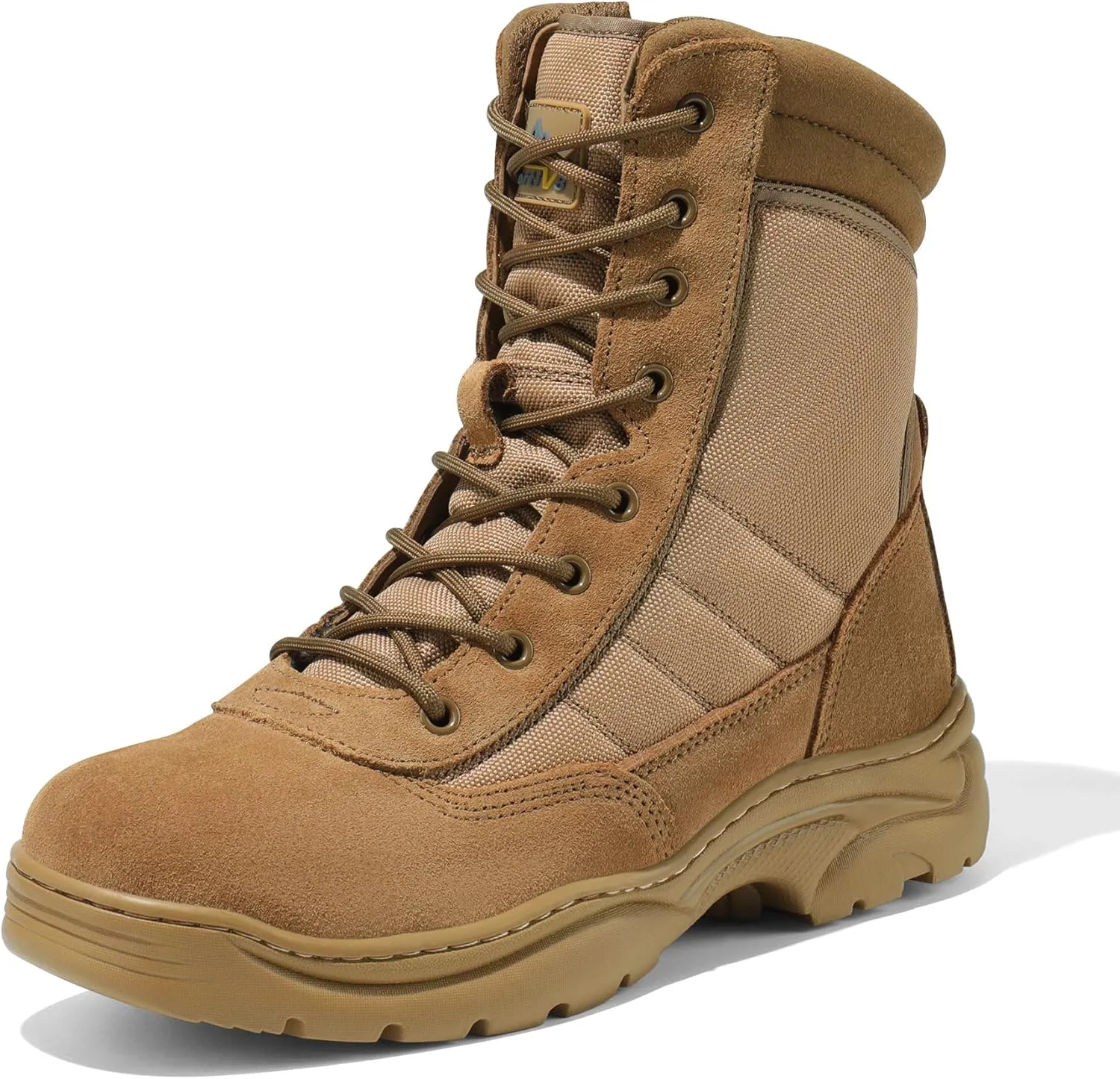 NORTIV 8 Men's Military Tactical Work Boots Side Zipper Leather Motorcycle Combat Boots Trooper(6-8 Inches)