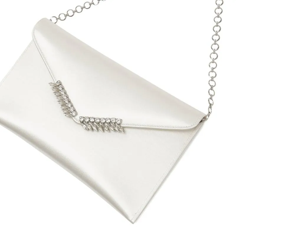 Nova - Ivory Satin diamante Bridal Clutch