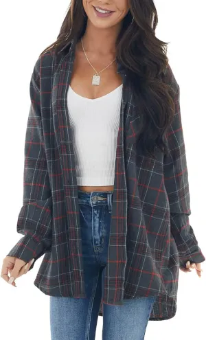 NUOREEL Women Corduroy Shirts Casual Long Sleeve Button Down Blouses Top