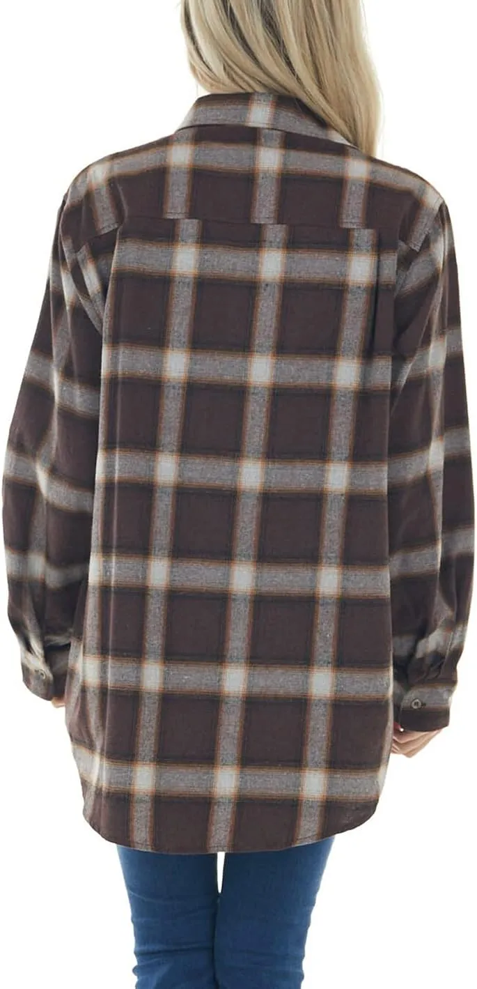 NUOREEL Women Corduroy Shirts Casual Long Sleeve Button Down Blouses Top