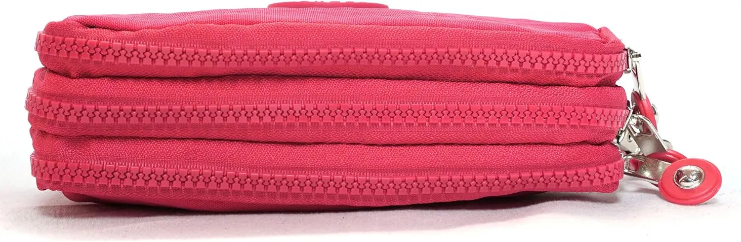 Nupouch Malibu Wristlet Three Zipper Wallet Purse