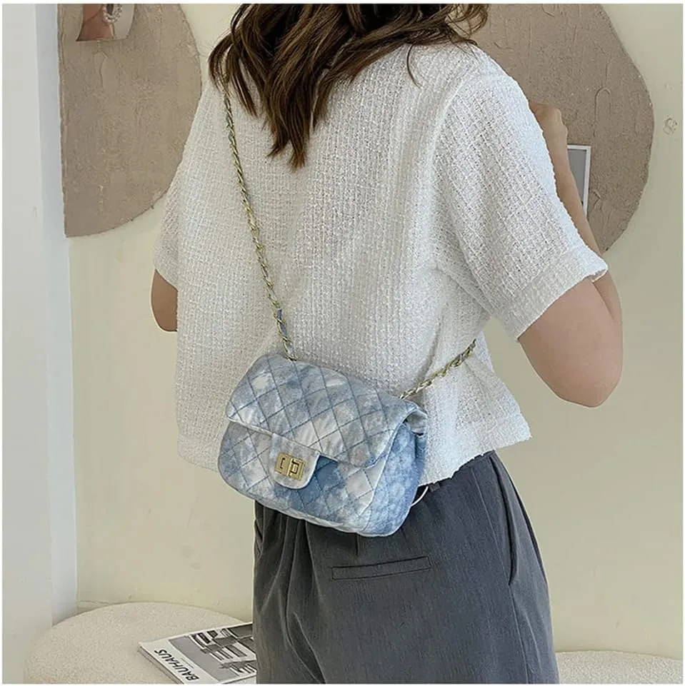 Oil Painting Small Size Crossbody Handbag Dizzy Rhombus One Shoulder Mini Chain Ink Painting Smudge