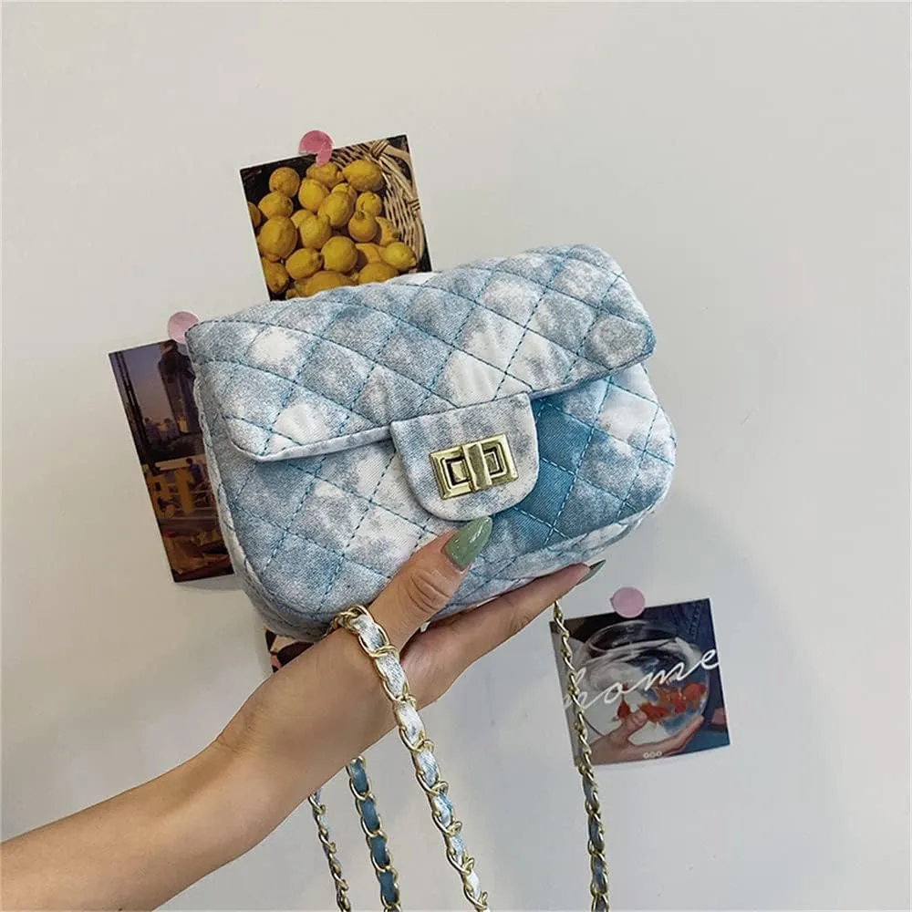 Oil Painting Small Size Crossbody Handbag Dizzy Rhombus One Shoulder Mini Chain Ink Painting Smudge
