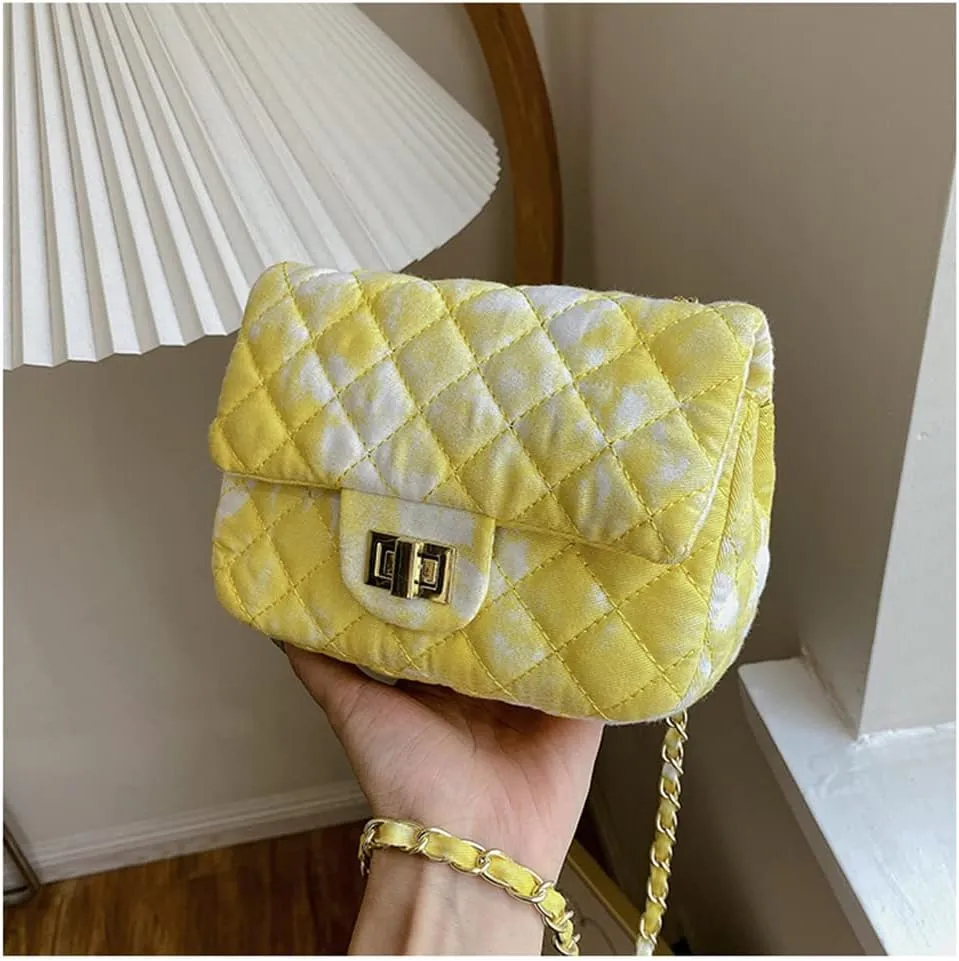 Oil Painting Small Size Crossbody Handbag Dizzy Rhombus One Shoulder Mini Chain Ink Painting Smudge