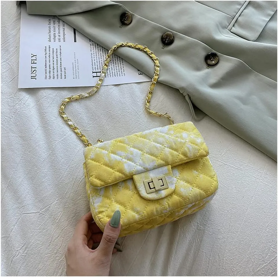 Oil Painting Small Size Crossbody Handbag Dizzy Rhombus One Shoulder Mini Chain Ink Painting Smudge