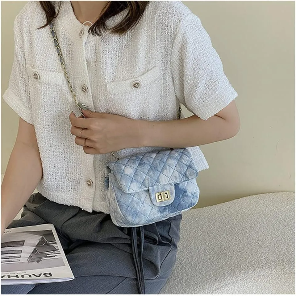 Oil Painting Small Size Crossbody Handbag Dizzy Rhombus One Shoulder Mini Chain Ink Painting Smudge