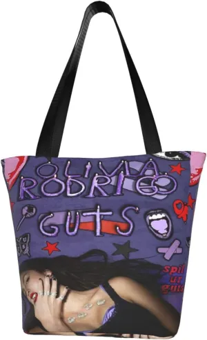 Olivia Songwriter Actress Rodrigo Reusable Grocery Bag for Kitchen Shopping Handbag Tote Bags with Zipper Unisex Portable Shoulder Bag Daily Bags for Sports