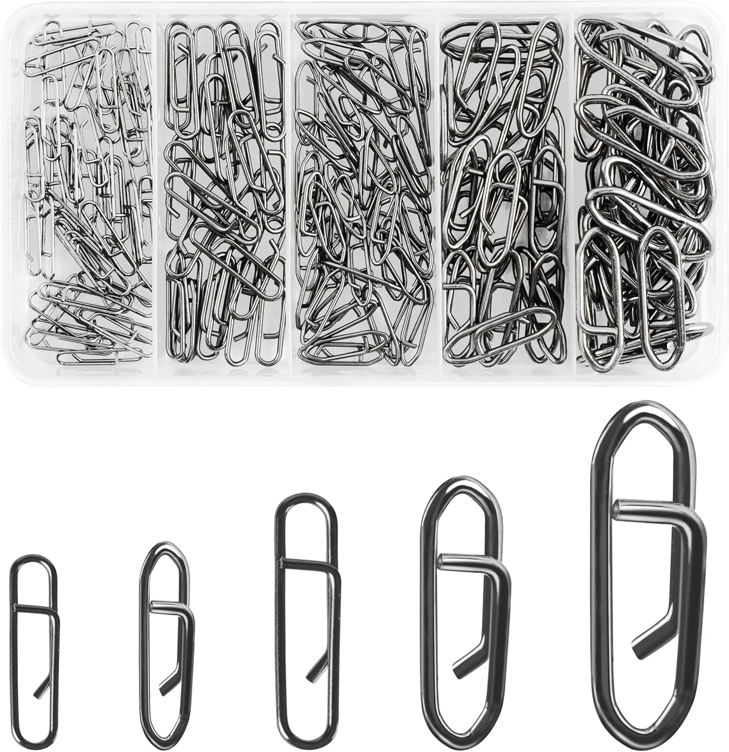 OROOTL Fishing Power Speed Clips, 165pcs Quick Change Snap Clips for Fishing Lures High Strength Stainless Steel Topwater Speed Clip Connector for Freshwater Saltwater Tackle