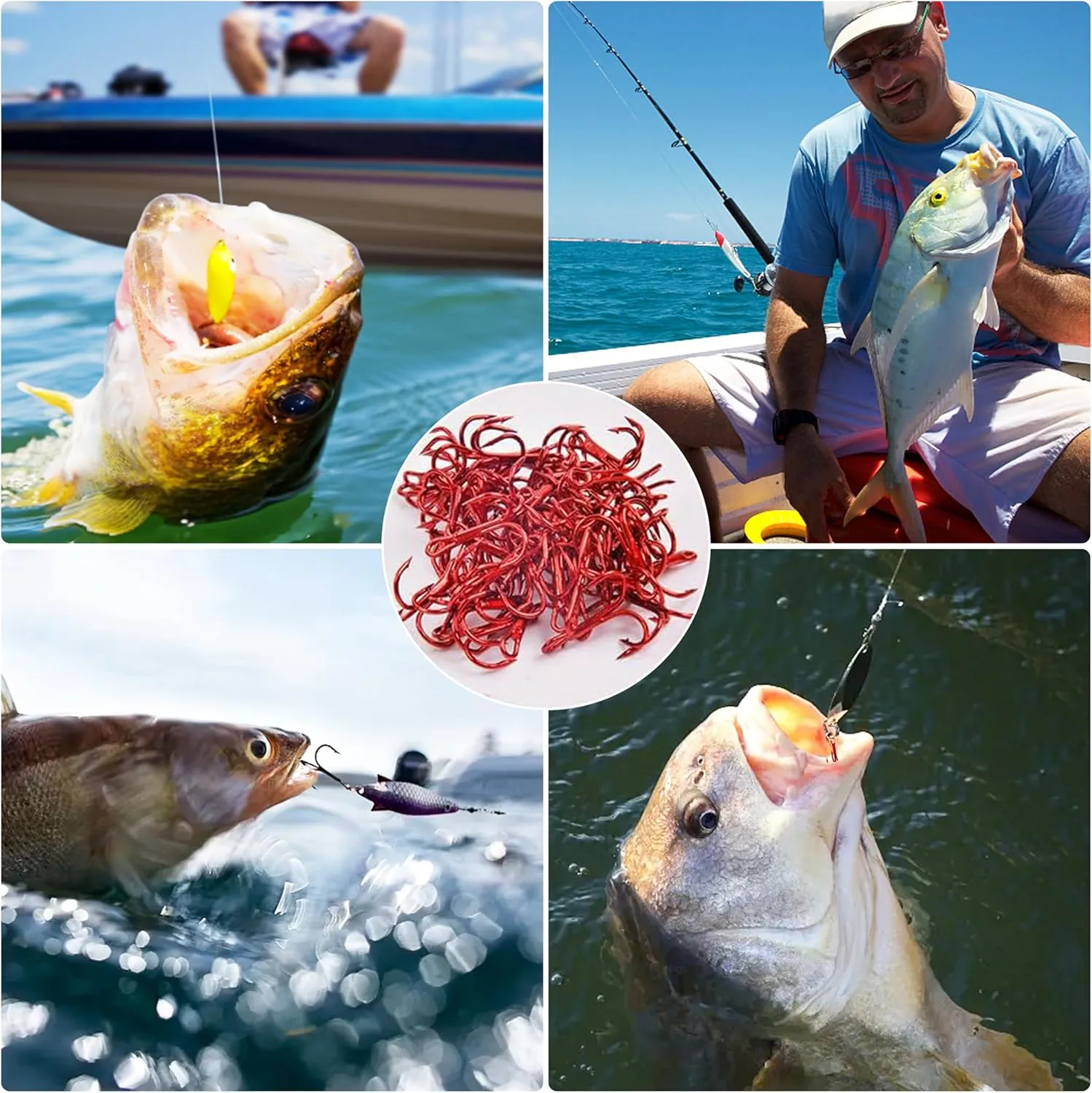 OROOTL Fishing Treble Hooks High Carbon Steel Red Treble Fishing Hooks Strong Sharp Round Bend Triple Fishing Hooks for Freshwater and Saltwater Size 2 4 6 8 10 12 14 1/0