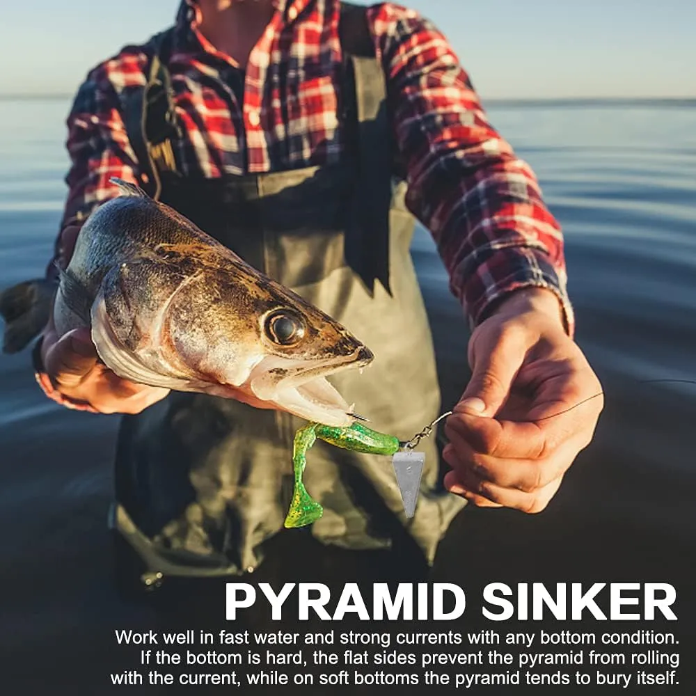 OROOTL Pyramid Sinkers Fishing Weights Kit 1oz-8oz Bullet Fishing Sinkers Weights Surf Fishing Pyramid Weights for Saltwater Freshwater Fishing Gear Tackle