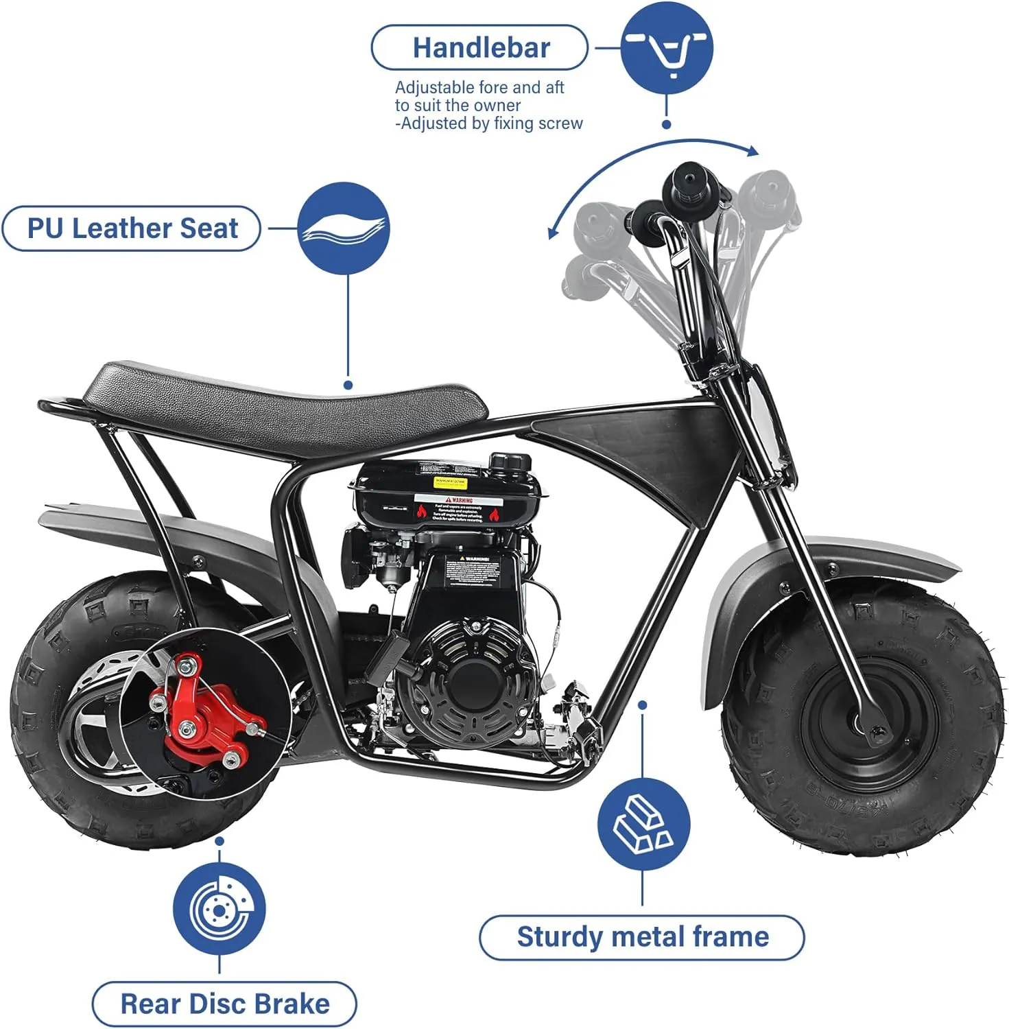 Oryxearth Mini Dirt Bike for Kids, 105CC 4-Stroke Kid Gas Powered Off-Road Pocket Pit Trail Motorcycle W/EPA Approved, Up to 28 Mph Weight Support 185 LBS