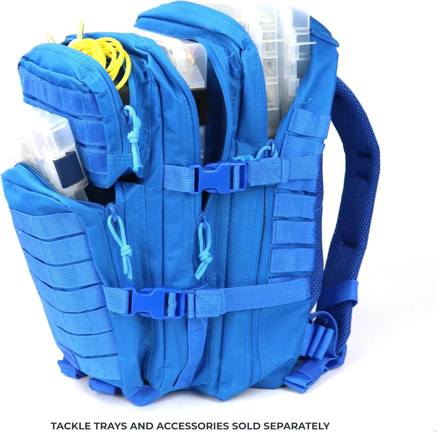 OSAGE RIVER Fishing Backpack with Rod Holder, Large Tackle Bag for Trays, Bass Fishing Camping Traveling Hunting, Electric EEL Blue