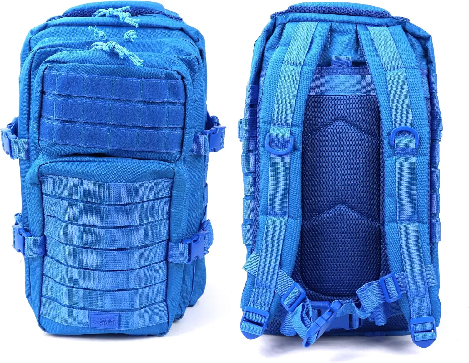 OSAGE RIVER Fishing Backpack with Rod Holder, Large Tackle Bag for Trays, Bass Fishing Camping Traveling Hunting, Electric EEL Blue
