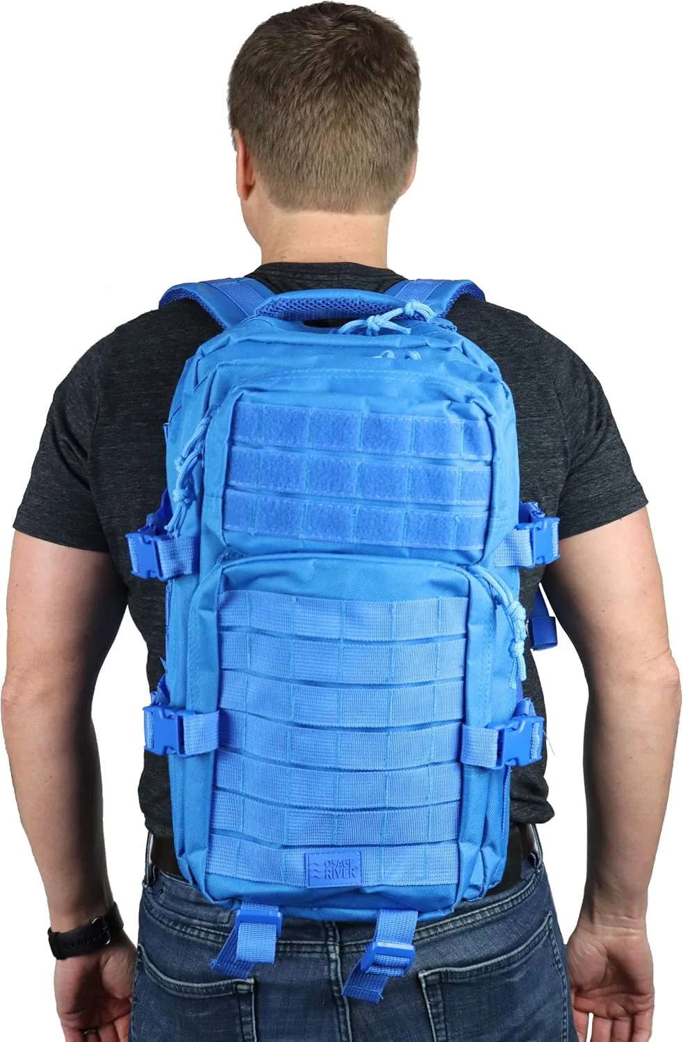 OSAGE RIVER Fishing Backpack with Rod Holder, Large Tackle Bag for Trays, Bass Fishing Camping Traveling Hunting, Electric EEL Blue