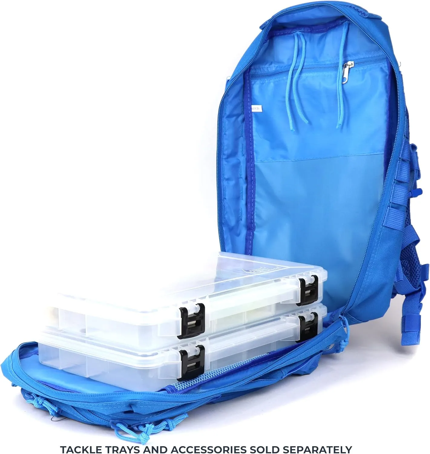OSAGE RIVER Fishing Backpack with Rod Holder, Large Tackle Bag for Trays, Bass Fishing Camping Traveling Hunting, Electric EEL Blue
