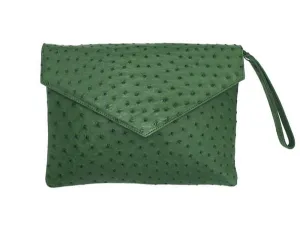 Ostrich Leather Envelope Maxi Clutch