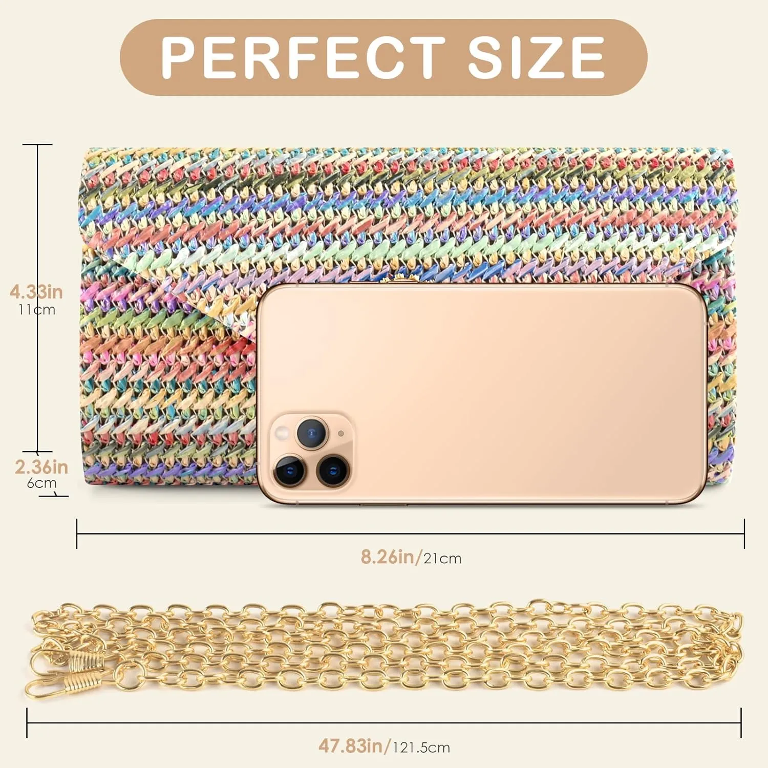 PACETAP Straw Clutch Purse for Women, Pearl Decoration Boho Crossbody Bags Handbags for Beach Travel Vacation Party Prom