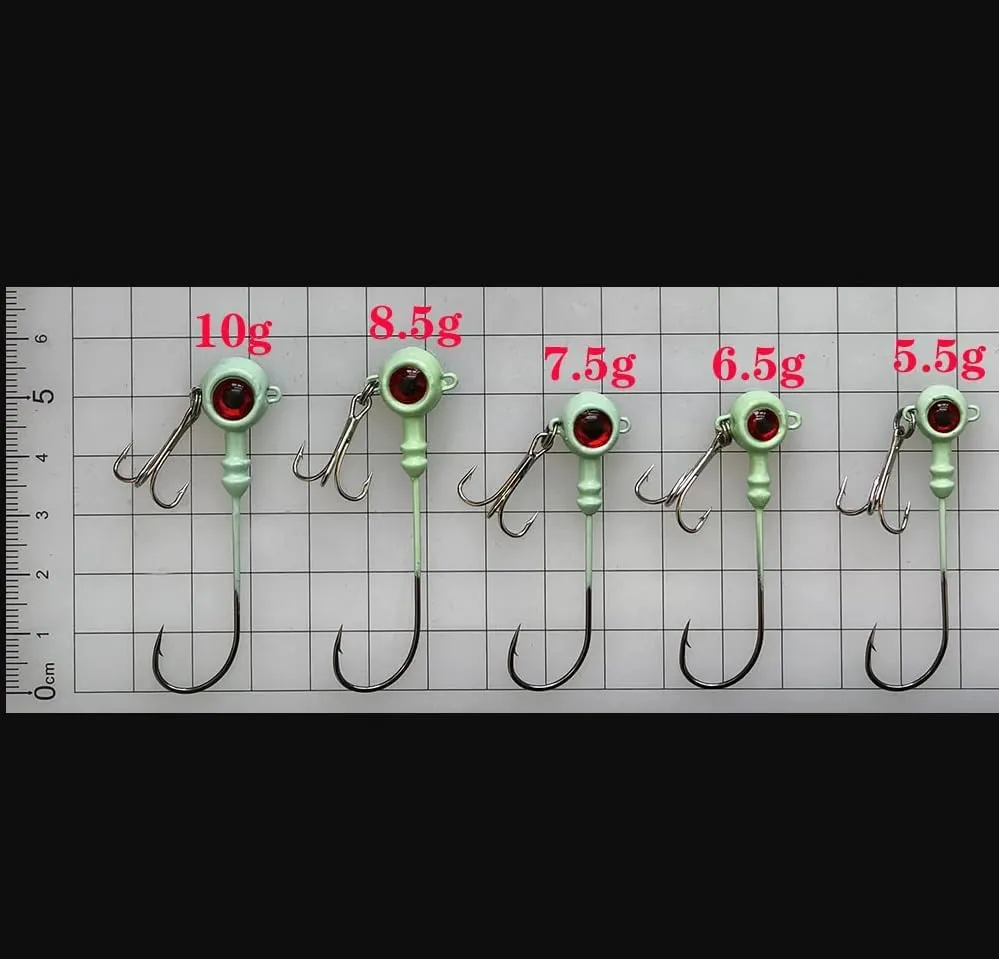 Pack of 25 Fishing Barbed Hooks Artificial Hard Bait Luminous Head Jig Lure Carbon Steel Crank Treble Hook Fishing Tackle Accessories