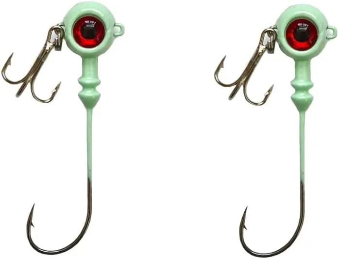 Pack of 25 Fishing Barbed Hooks Artificial Hard Bait Luminous Head Jig Lure Carbon Steel Crank Treble Hook Fishing Tackle Accessories