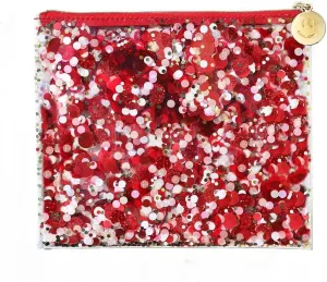 Packed Party Spirit Squad Confetti Everything Pouch, Makeup Bag, Travel Bag,Cosmetic Bag for Women (Red)