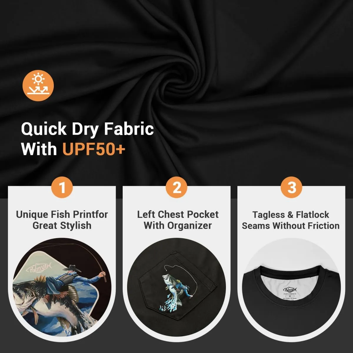 Palmyth Fishing Shirts for Men Short Sleeve Sun Protection T-Shirts UPF 50  Rash Guard Tee