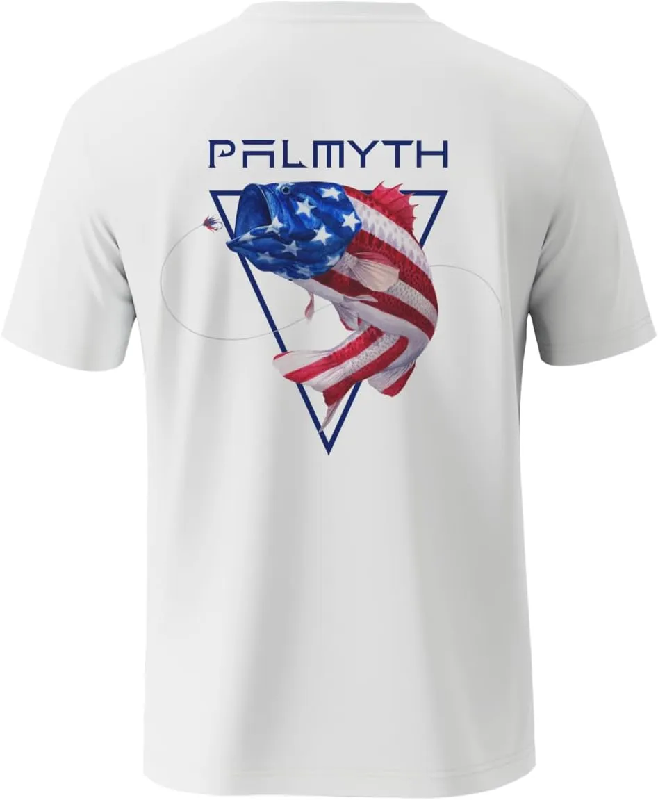 Palmyth Fishing Shirts for Men Short Sleeve Sun Protection T-Shirts UPF 50  Rash Guard Tee