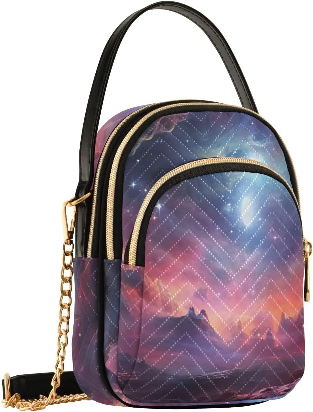 Parrots and Tropical Flowers Women's Crossbody Bags, Casual Crossbody Purse Gold Chain Crossbody Bag