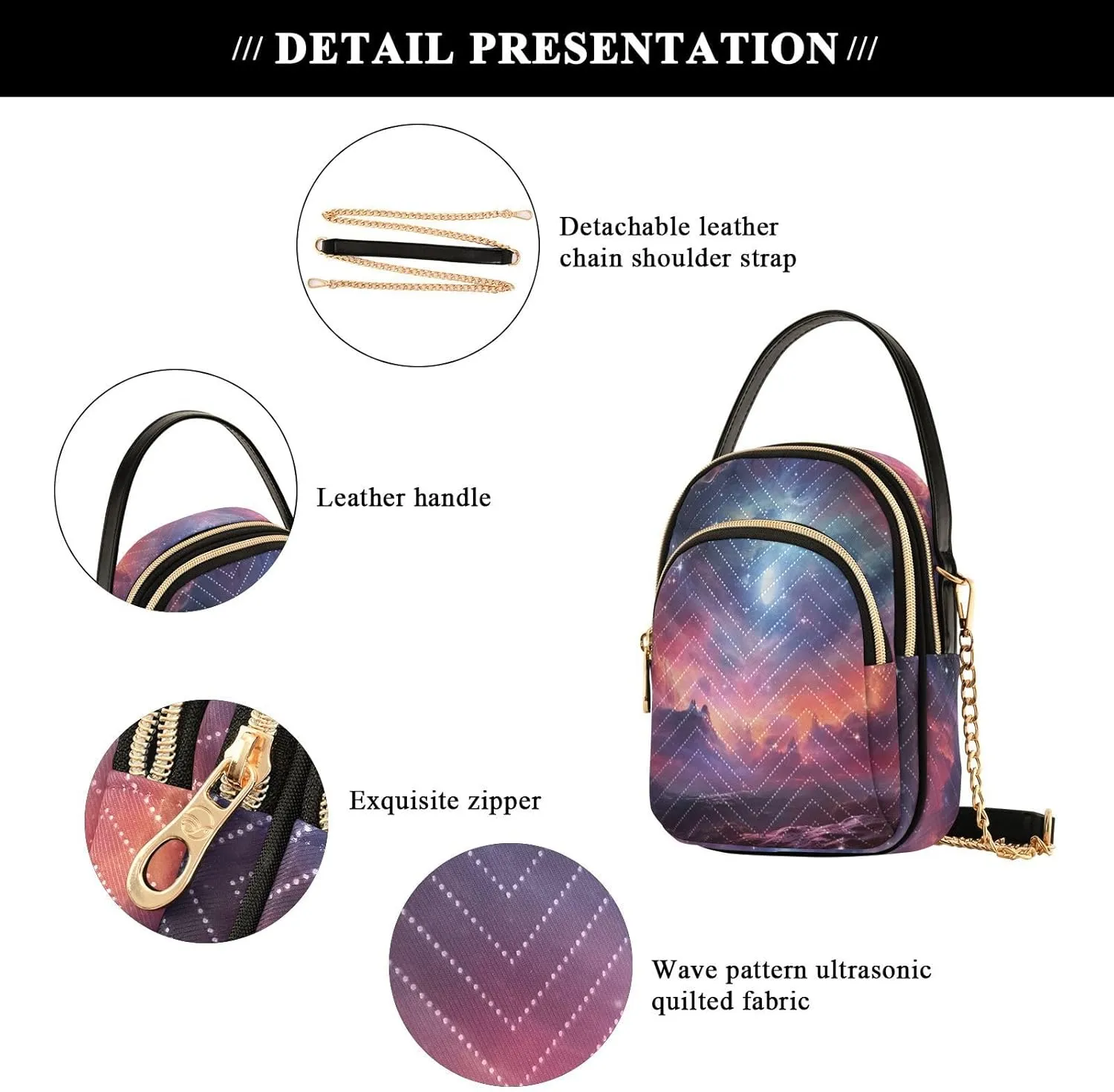 Parrots and Tropical Flowers Women's Crossbody Bags, Casual Crossbody Purse Gold Chain Crossbody Bag