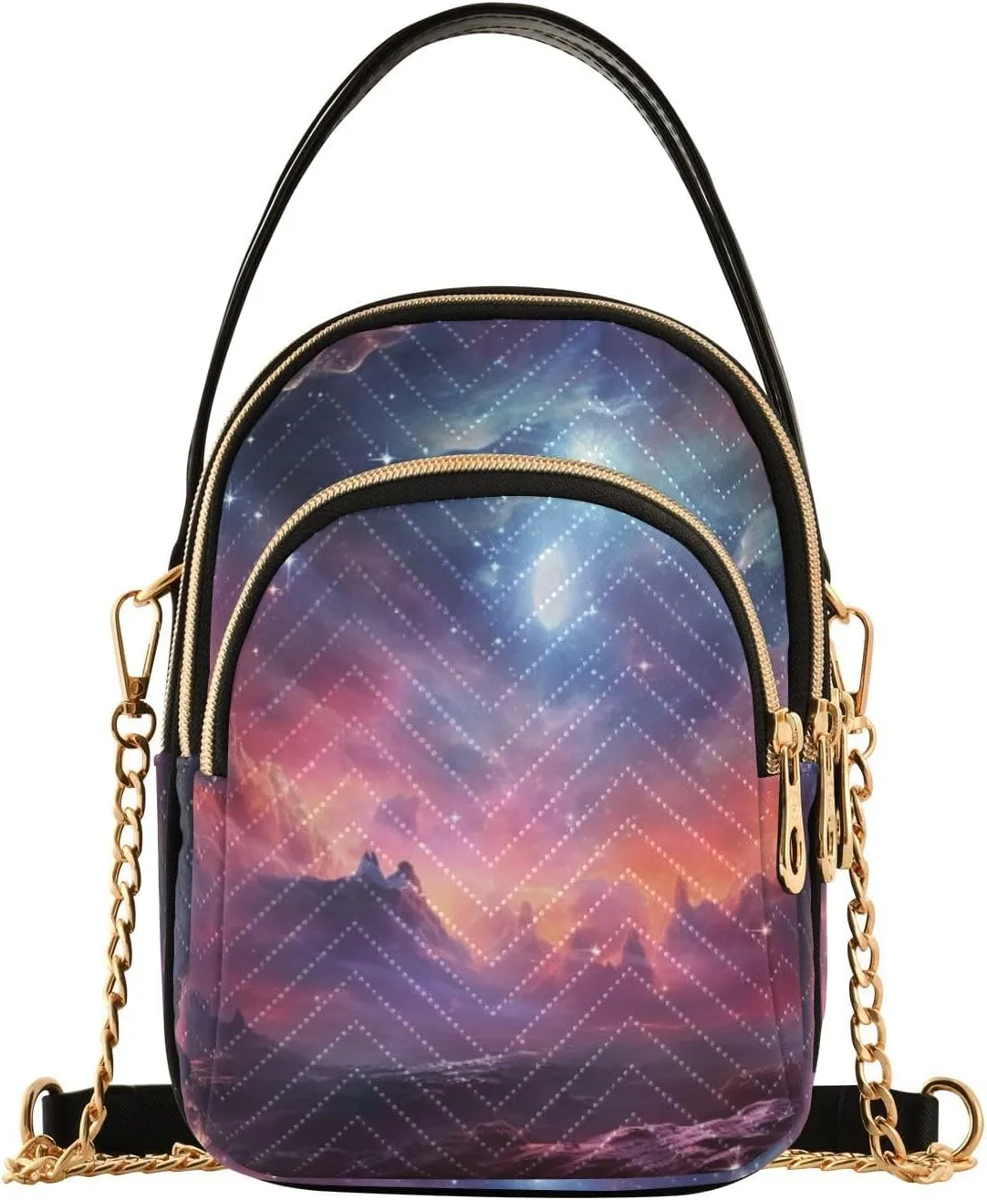 Parrots and Tropical Flowers Women's Crossbody Bags, Casual Crossbody Purse Gold Chain Crossbody Bag