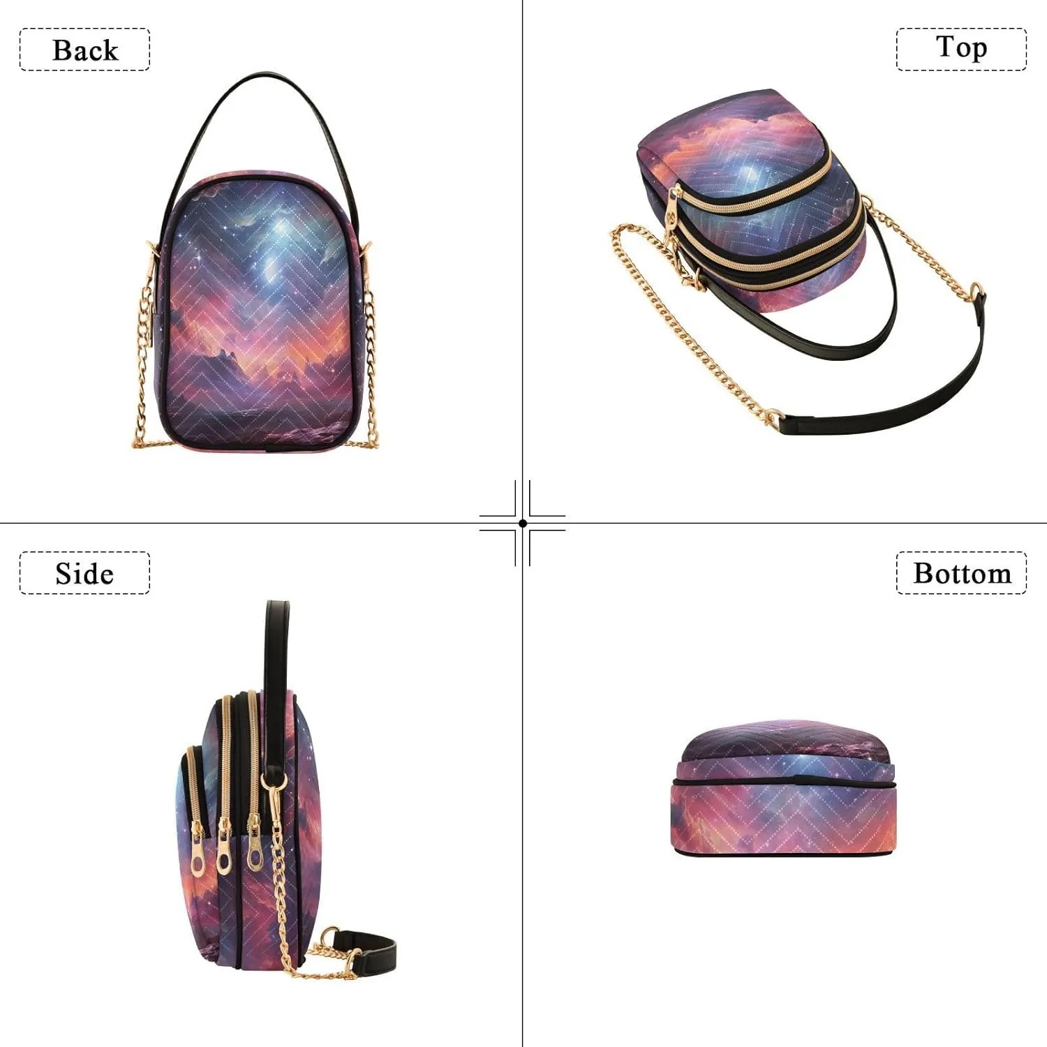 Parrots and Tropical Flowers Women's Crossbody Bags, Casual Crossbody Purse Gold Chain Crossbody Bag