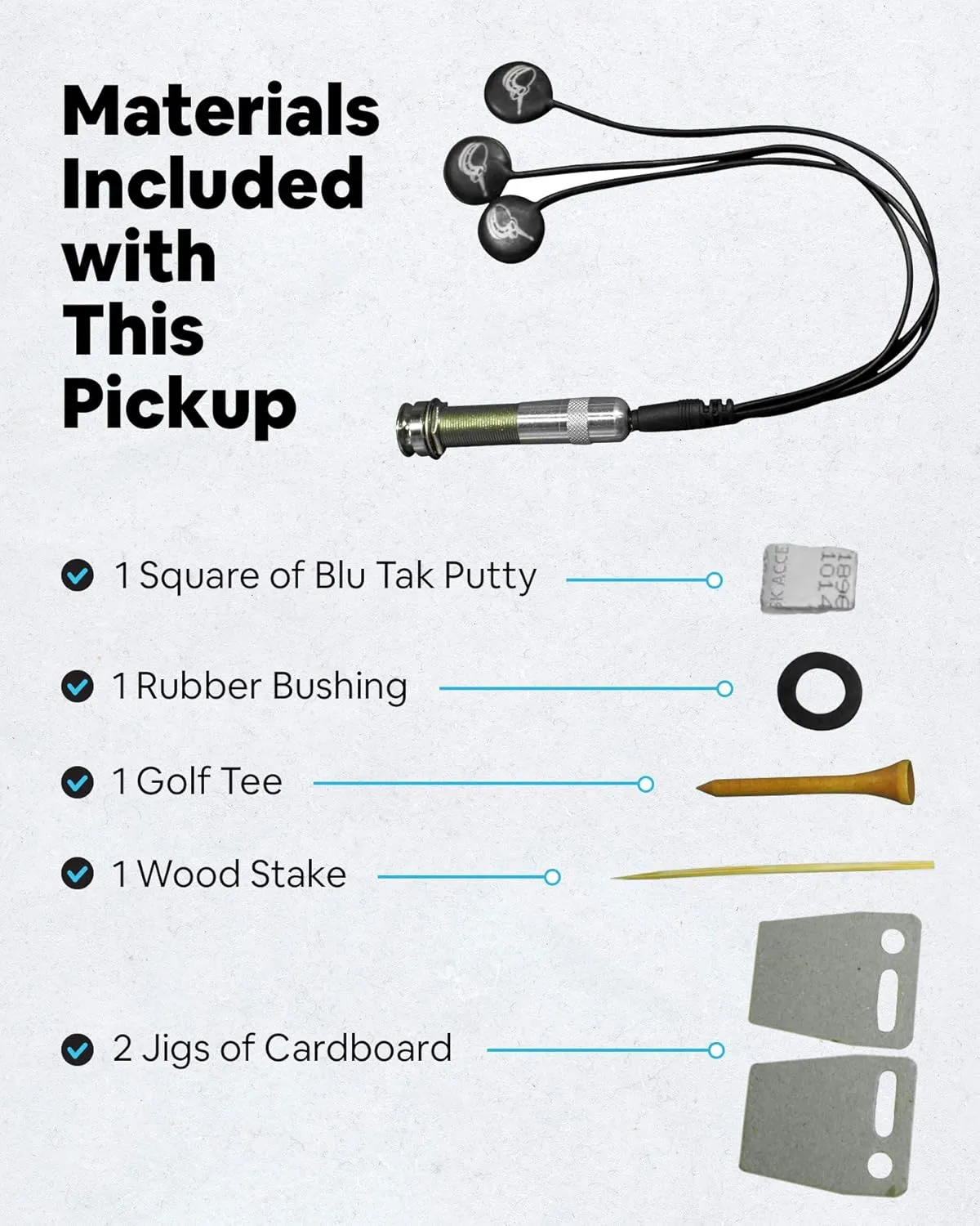 Passive Piezo Acoustic Pickup – EP001K Three Balanced German-Made Passive Pickup Elements – Piezo Pickup for Acoustic Guitars (Ceramic)