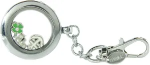 Personalized Floating Locket Key Chain with Lobster Claw 6 Mini Charm Choices(Silver Circle) by BG247®