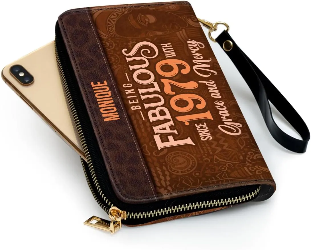 Personalized Leather Wallet For Women - Being Fabulous - African Pride Woman Clutch Purse - Gifts For Black Women African Queen - African American Art Black Girl Bag Purse