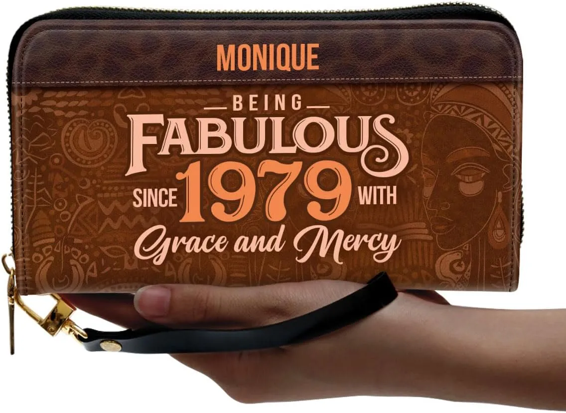 Personalized Leather Wallet For Women - Being Fabulous - African Pride Woman Clutch Purse - Gifts For Black Women African Queen - African American Art Black Girl Bag Purse