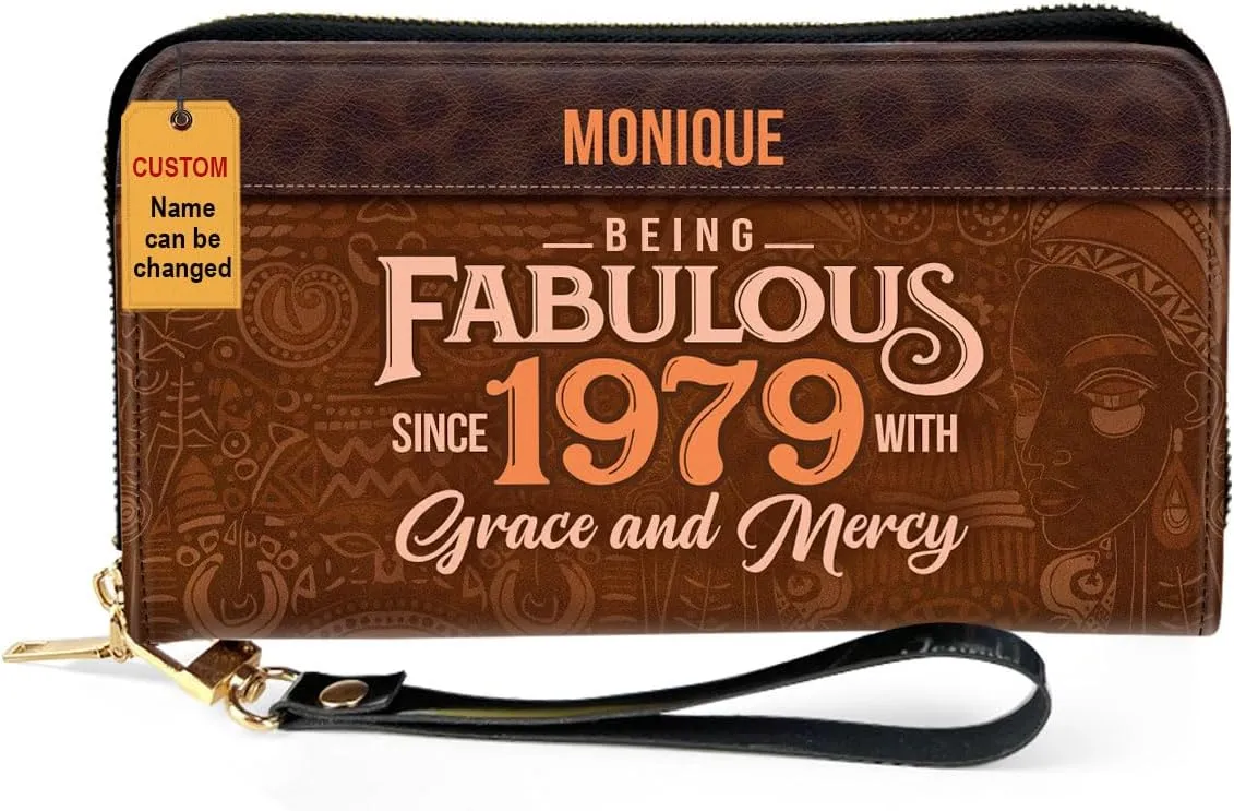Personalized Leather Wallet For Women - Being Fabulous - African Pride Woman Clutch Purse - Gifts For Black Women African Queen - African American Art Black Girl Bag Purse
