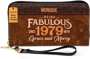 Personalized Leather Wallet For Women - Being Fabulous - African Pride Woman Clutch Purse - Gifts For Black Women African Queen - African American Art Black Girl Bag Purse